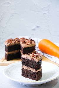 Dark chocolate carrot cake with chocolate cream cheese frosting