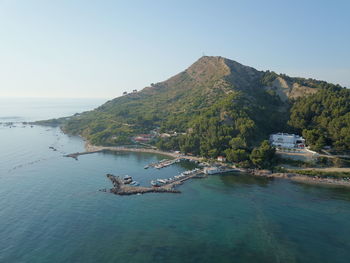 Scenic view of sea against clear sky