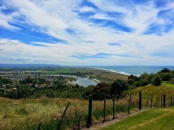 Scenic view of landscape against cloudy sky