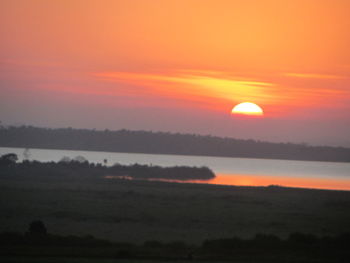 Scenic view of dramatic sky during sunset