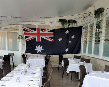 Information sign on table in restaurant