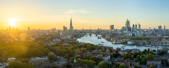 View of buildings against sky during sunset