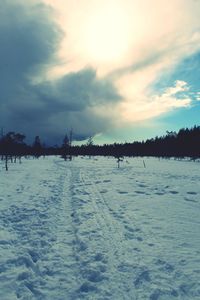 Scenic view of frozen sea against sky