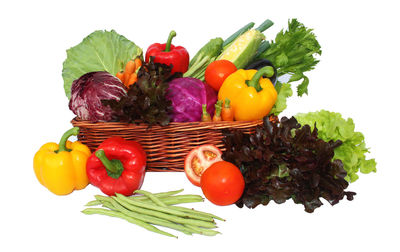 Various vegetables against white background