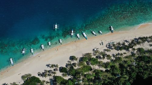 High angle view of people on beach