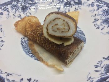 High angle view of heart shape in plate