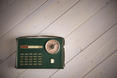 Close-up of telephone on table