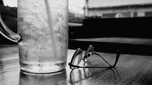 Close-up of water on table