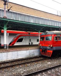 Train at railroad station platform