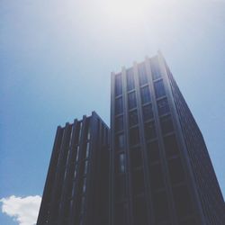 Low angle view of skyscrapers against clear sky