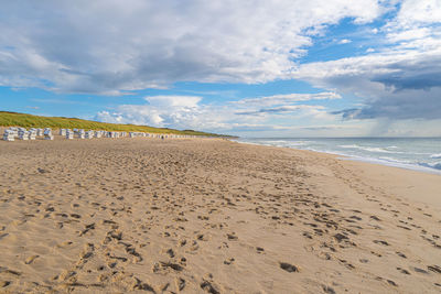 Scenic view of beach against sky