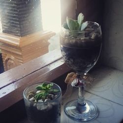 Close-up of beer in glass on table