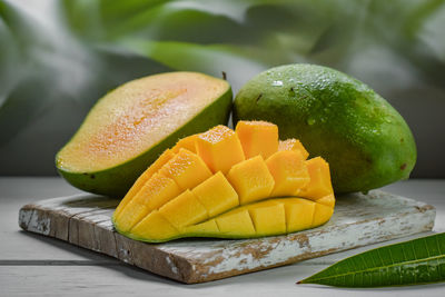 Close-up of fruits on table