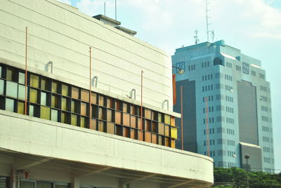 Low angle view of modern building against sky