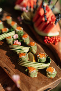 High angle view of food on table