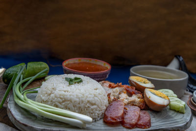 Close-up of food on table