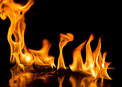 Close-up of fire against black background