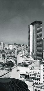 High angle view of buildings against sky