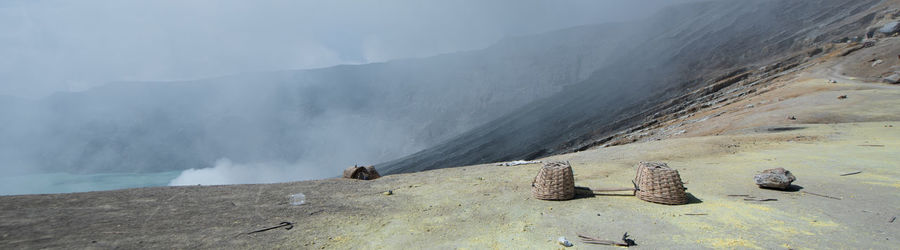 Panoramic view of land against cloudy sky