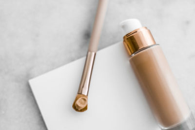 Close-up of beauty products on table