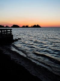 Scenic view of sea at sunset