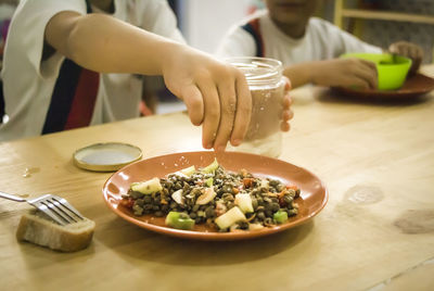 Woman having food