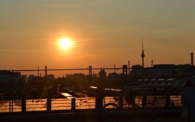 Suspension bridge at sunset