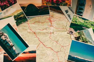 High angle view of smart phone on table