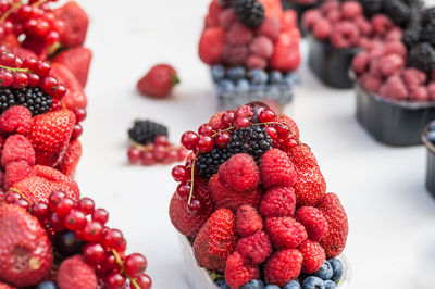 Close-up of various berries on table