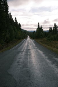 Road amidst trees against sky