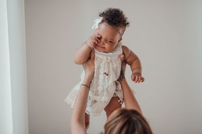 Mother and daughter at home