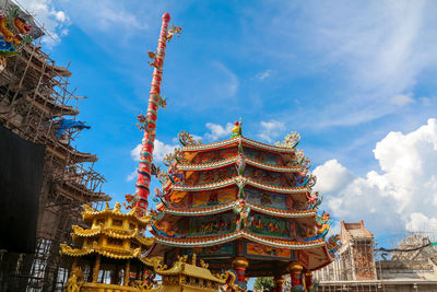 Low angle view of temple building against sky