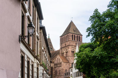 Low angle view of historic tower against sky