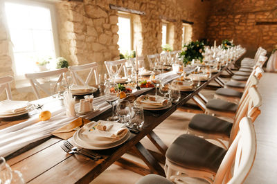 Place setting on table