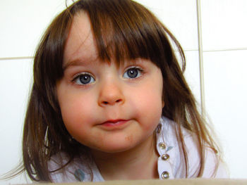 Close-up portrait of cute girl