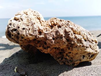 Close-up of rock on beach