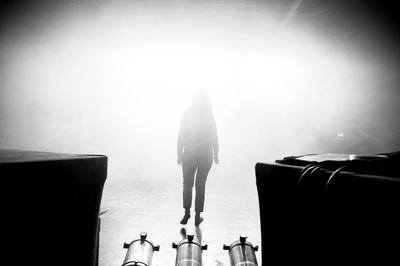 Rear view of woman standing on stage