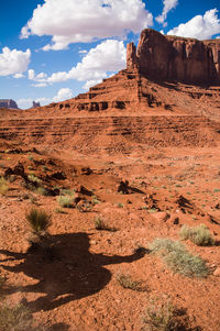 Scenic view of rock formation in desert landscape against sky