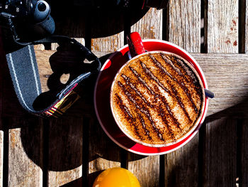 Directly above shot of breakfast on table