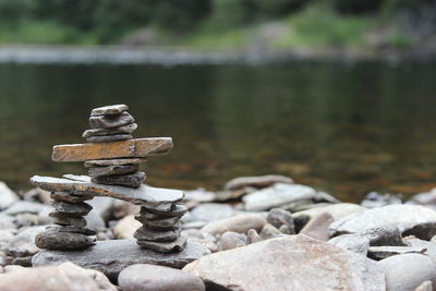 Close-up of pebble stack