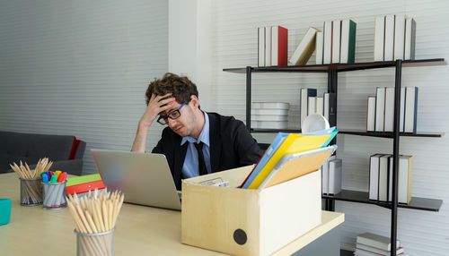 Man working on table