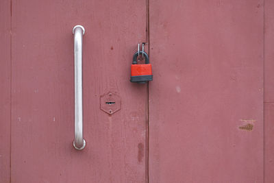 Close-up of red door