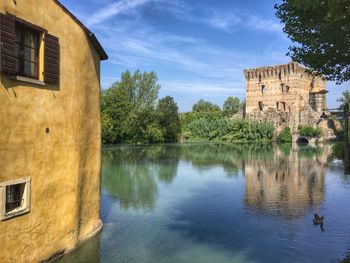 Reflection of buildings in water
