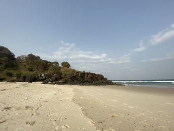 Scenic view of beach against sky