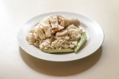 High angle view of meal served in plate