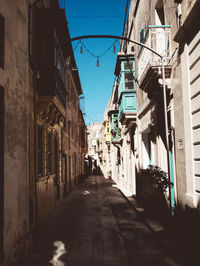 Narrow alley amidst buildings in city