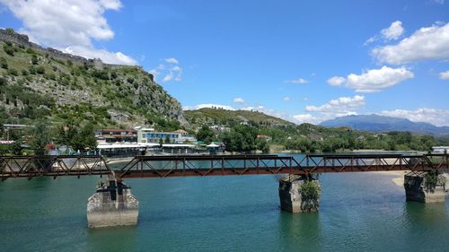 Bridge over river against sky