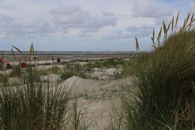 Scenic view of sea against cloudy sky