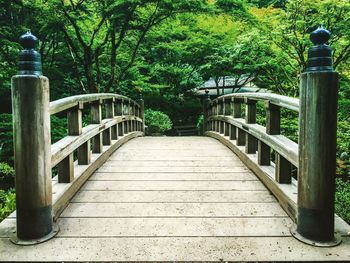 Low angle view of footbridge in park
