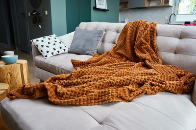 Panoramic view of sofa on bed at home